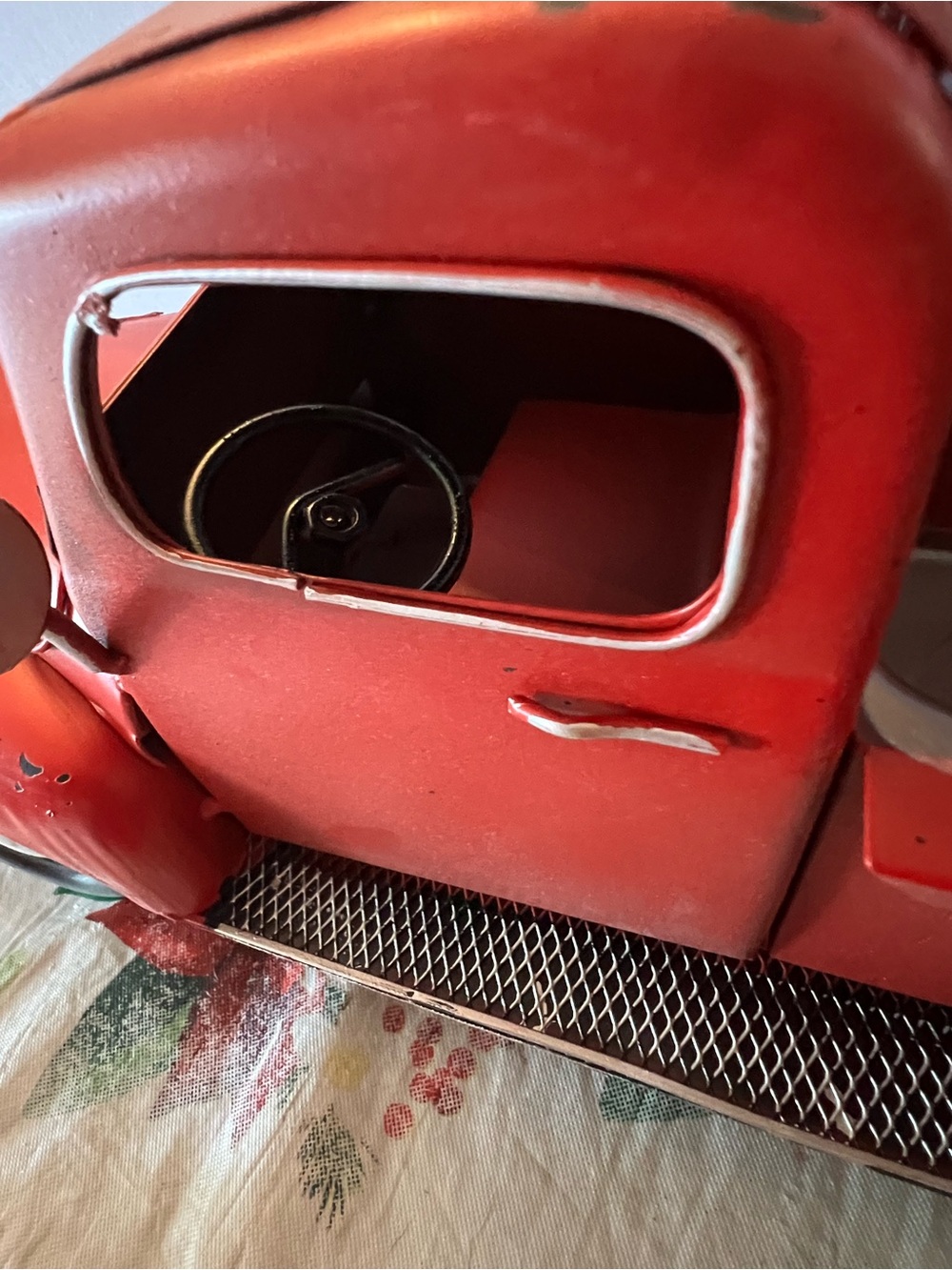 Vintage looking Red Metal Toy Truck - Bright Red Diecast Pickup